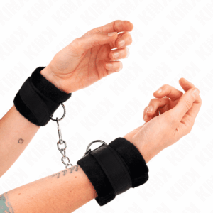 Kink Beginner Black Fur Wrist Cuffs 30x7cm