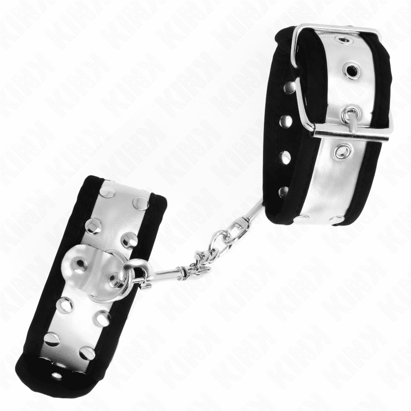 Kink - SLIM WRIST RESTRAINTS IN Black AND SILVER 30 X 4 CM Kink - SLIM WRIST RESTRAINTS IN Black AND SILVER 30 X 4 CM