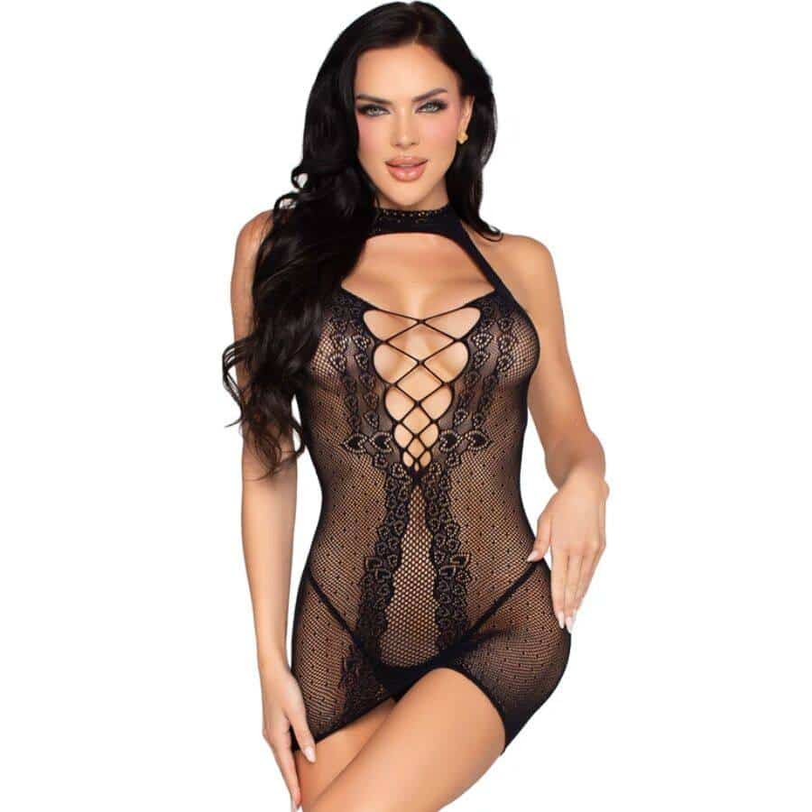 Leg Avenue - 81675 Black Halter Neck Mini Dress