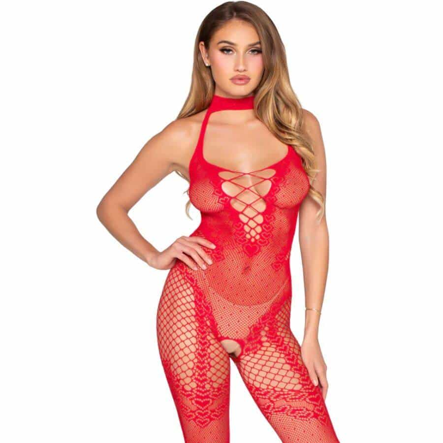 Leg Avenue Red Crotchless Bodystocking 89336