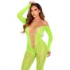 Leg Avenue - Bodystocking de Renda Exótica Cobra Verde Neon