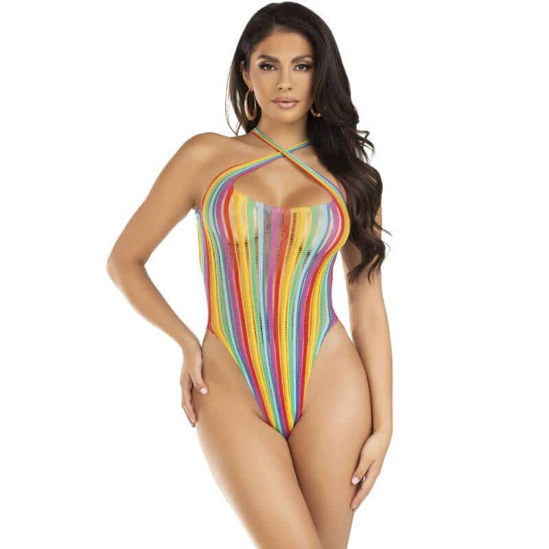 Leg Avenue Multicolor Cross Bodysuit
