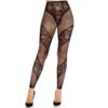 Leg Avenue - Black Sheer FOOTLESS TIGHTS WITH LACE DETAIL