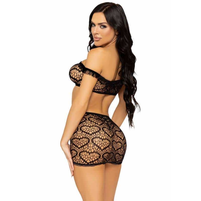 Leg Avenue - THREE-PIECE SET WITH TOP, MINI SKIRT & THONG IN Black Leg Avenue - THREE-PIECE SET WITH TOP, MINI SKIRT & THONG IN Black
