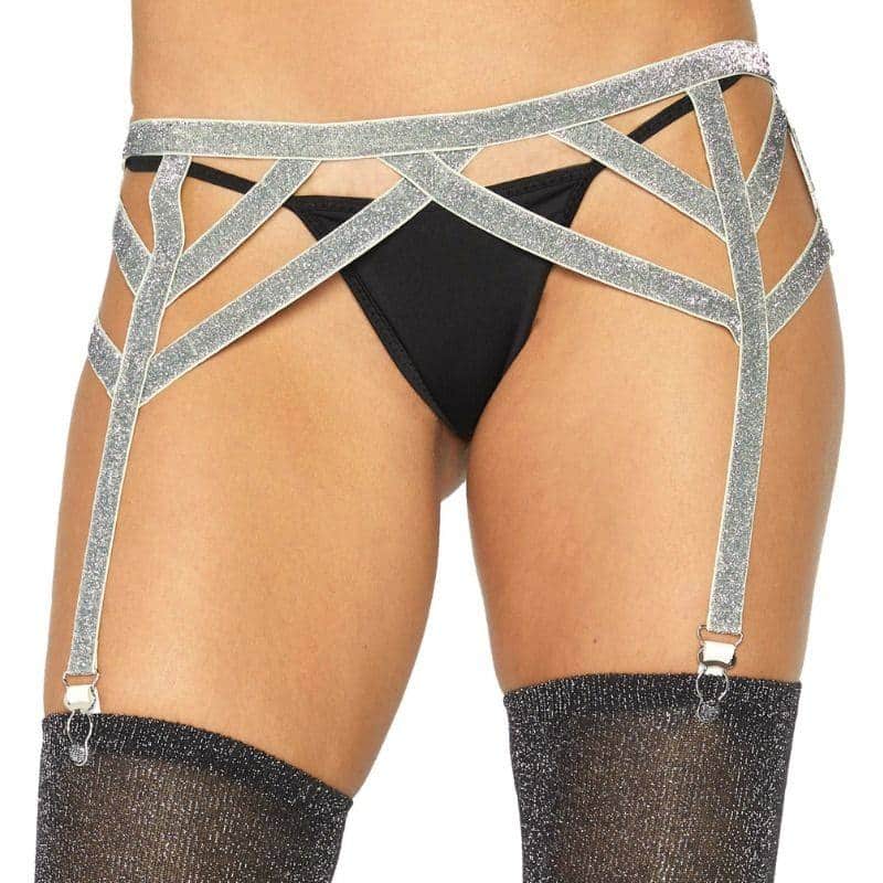 Leg Avenue Elastic Garter Belt Silver