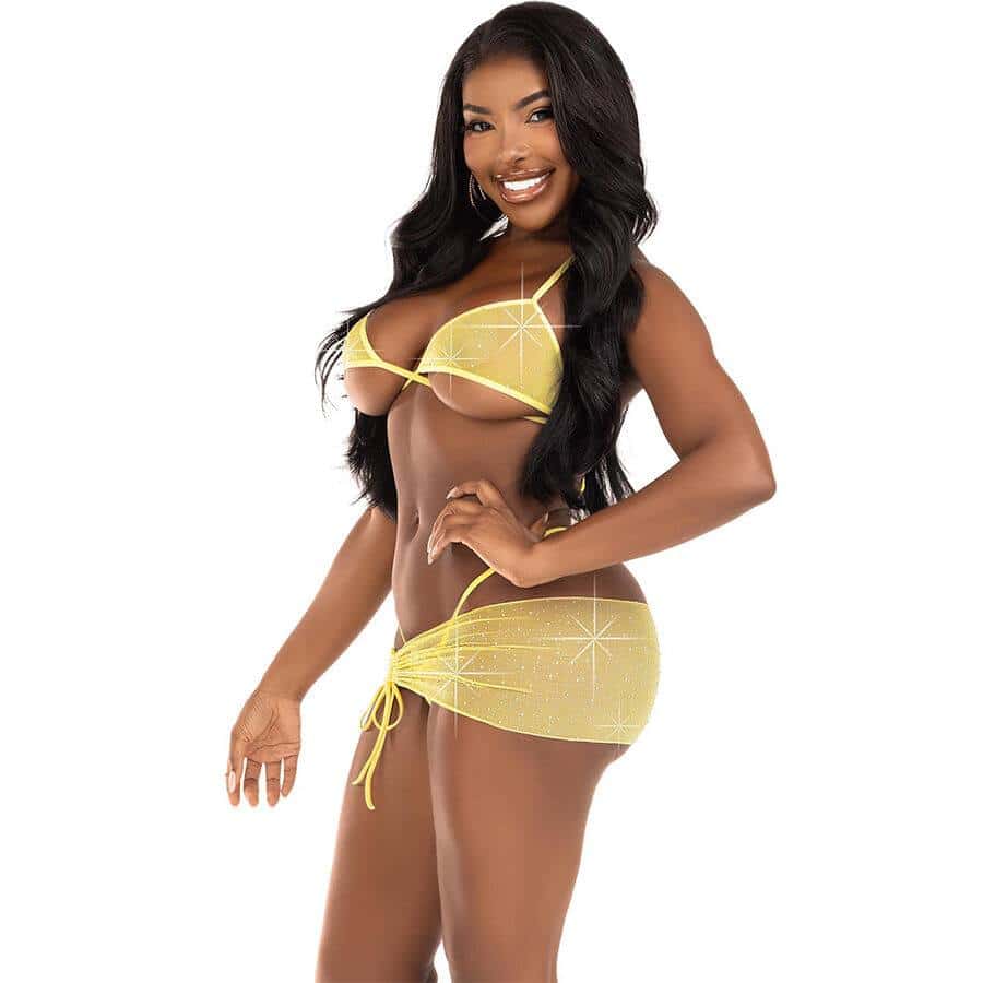 Leg Avenue Yellow Diamonds 3 Piece Set Leg Avenue Yellow Diamonds 3 Piece Set