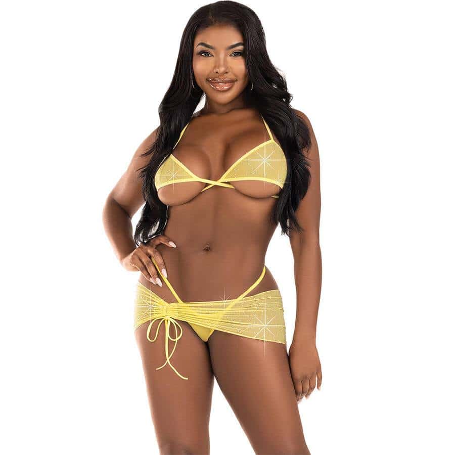 Leg Avenue Yellow Diamonds 3 Piece Set