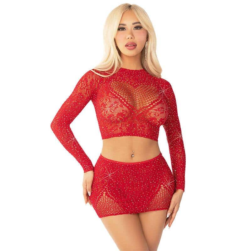 Leg Avenue Red Crop Top Set