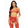 Leg Avenue Red Lace Bra Set with String