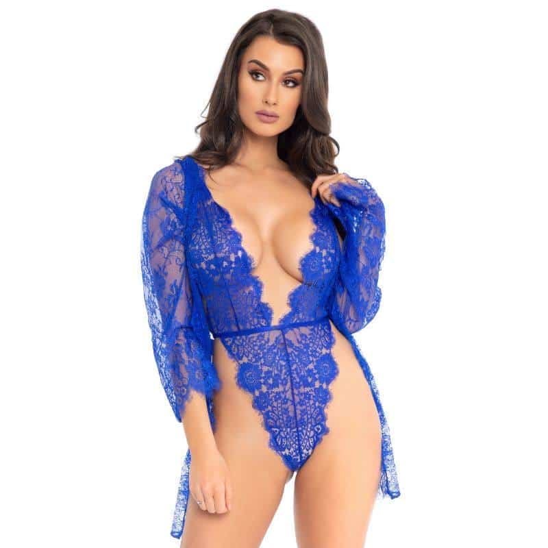 Leg Avenue Blue Lace Teddy Set M
