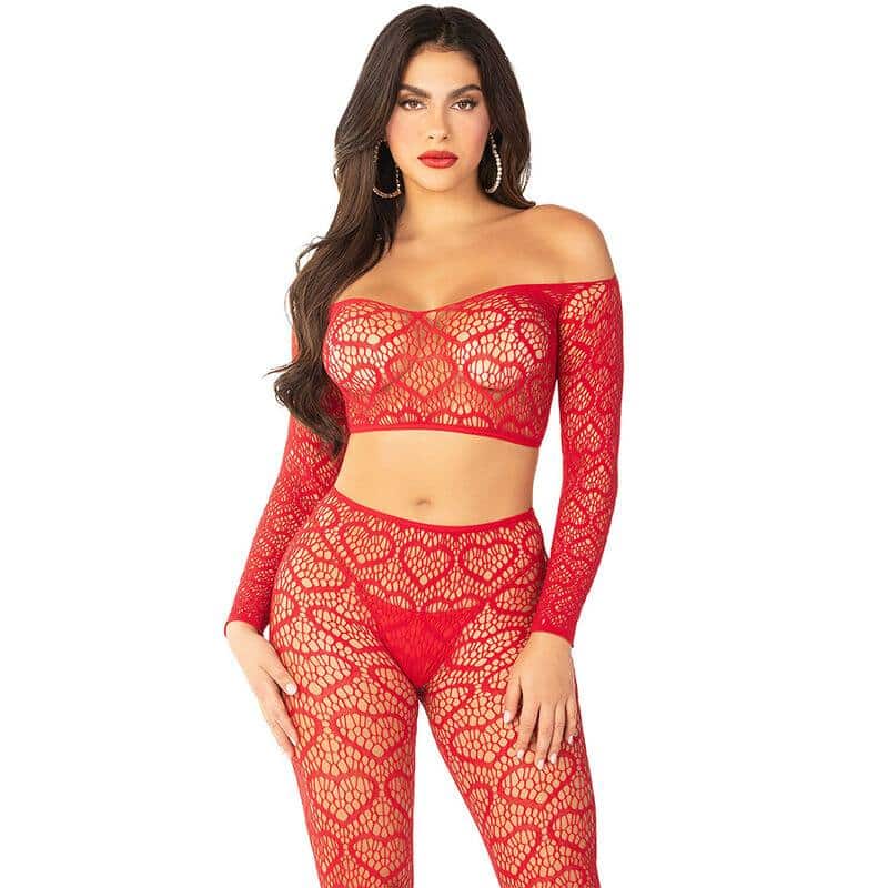 Leg Avenue Red Crop Top & Stocking Set Leg Avenue Red Crop Top & Stocking Set