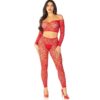 Leg Avenue Red Crop Top & Stocking Set