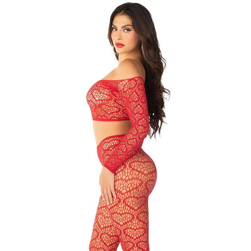 Leg Avenue Red Crop Top & Stocking Set Leg Avenue Red Crop Top & Stocking Set