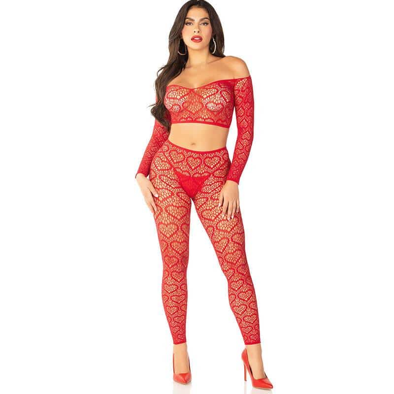 Leg Avenue Red Crop Top & Stocking Set