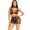 Leg Avenue - Conjunto de Lingerie 2 Peças em Renda Preta