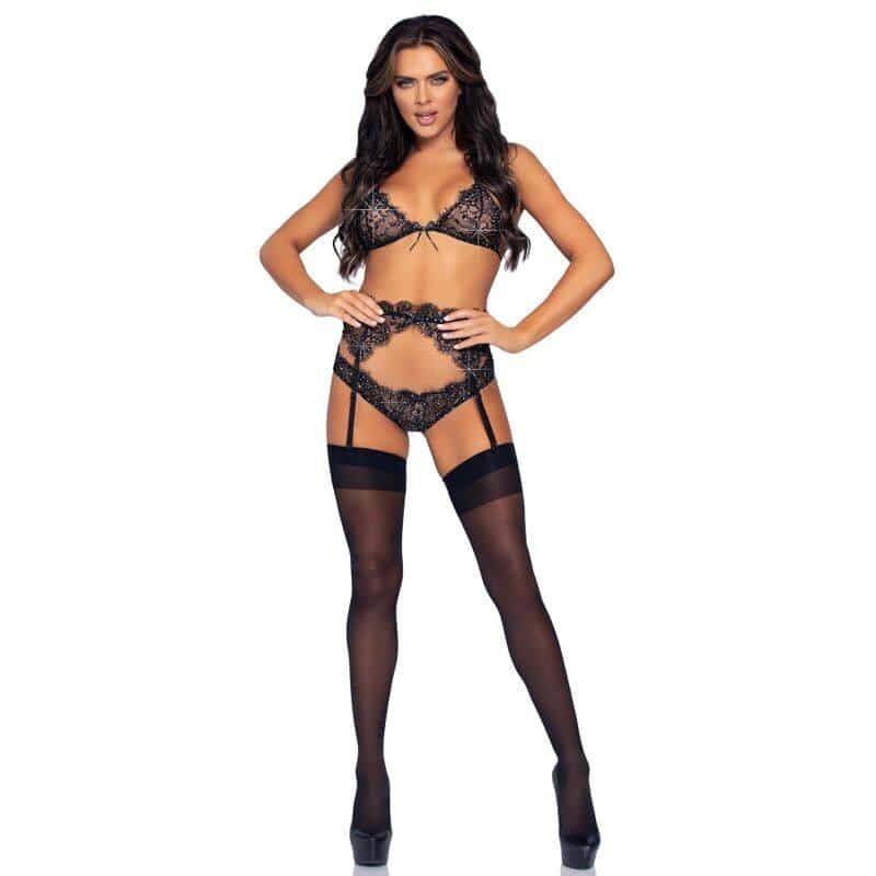 Leg Avenue M Shinny 3-Piece Lingerie Set Leg Avenue M Shinny 3-Piece Lingerie Set