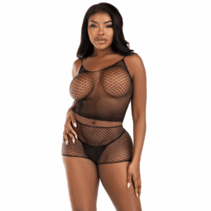 Leg Avenue Fishnet T-Shirt & Pants Set Black