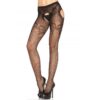 Leg Avenue Black Net Embroidered Panty