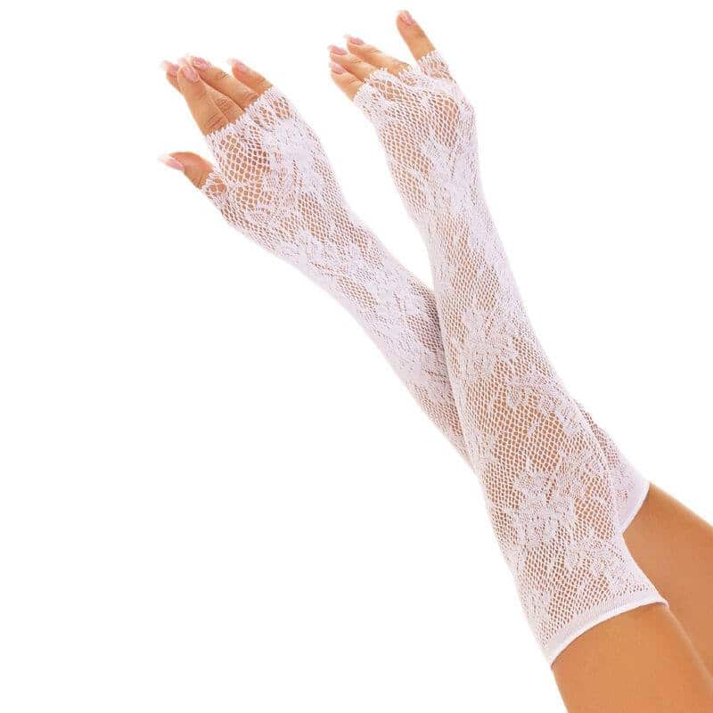 Leg Avenue White Floral Network Hand Accessories