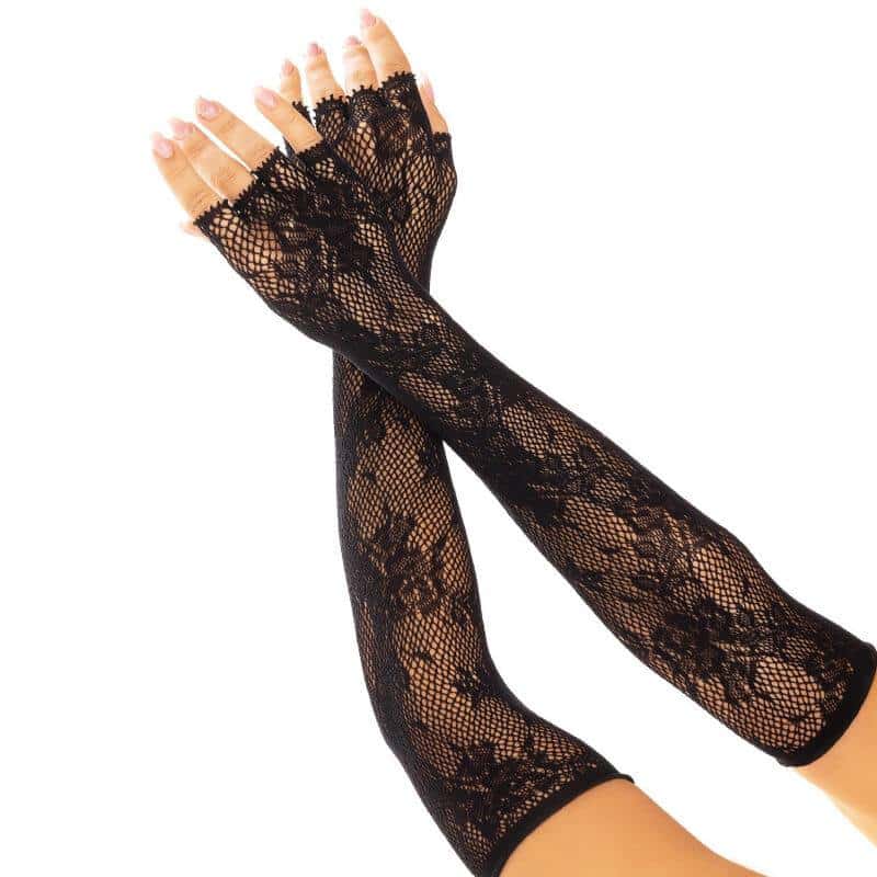 Leg Avenue - Luvas Opera sem dedos florais pretas