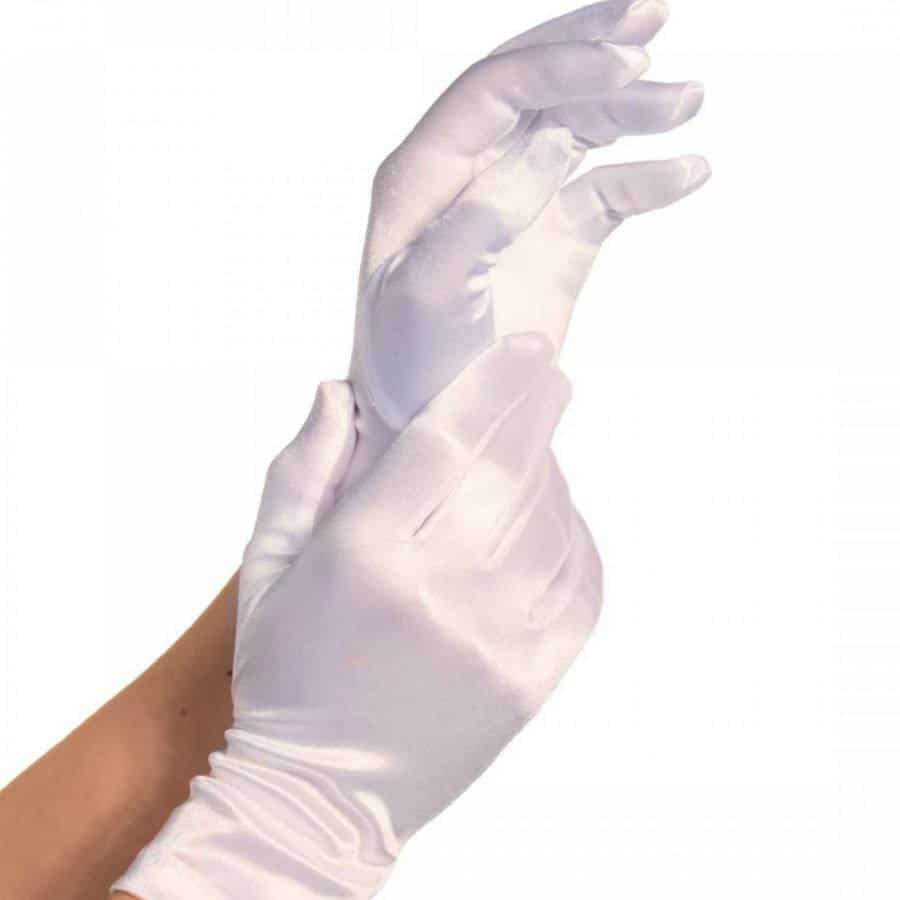 Leg Avenue White Satin Fingerless Gloves