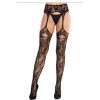 Leg Avenue - MEIAS LIGADAS DE RENDA NA COR PRETA