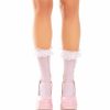 Leg Avenue White Ankle Socks with Ruffle Trim