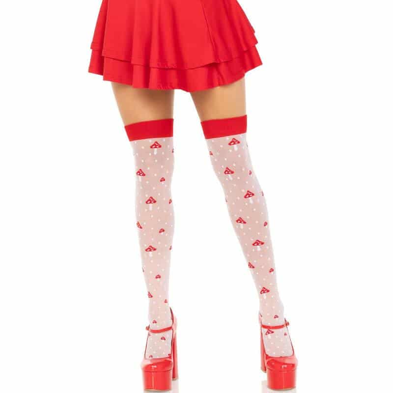Leg Avenue Red & White Mushroom Knee Highs
