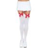 Leg Avenue Nylon Thigh Highs Red Bow