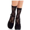 Leg Avenue Black Lace Socks with Bow Detail