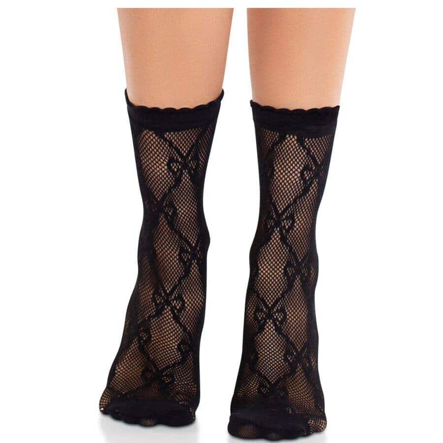 Leg Avenue Black Lace Socks with Bow Detail Leg Avenue Black Lace Socks with Bow Detail