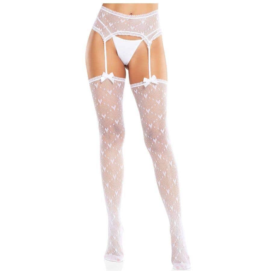 Leg Avenue - Meias de seda com ligas brancas