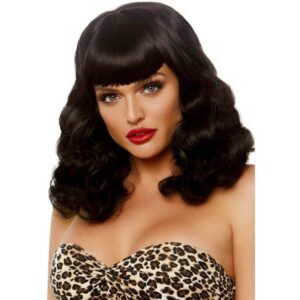 Leg Avenue Curly Retro Wig Luminous Black Bangs