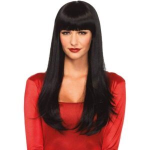 Leg Avenue Black Long Straight Wig with Bangs