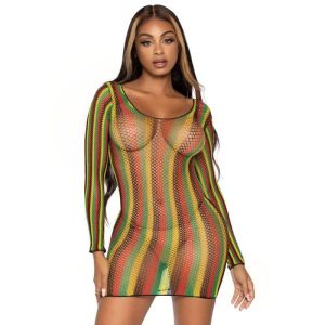 Leg Avenue Rasta Mini Dress Long Sleeve