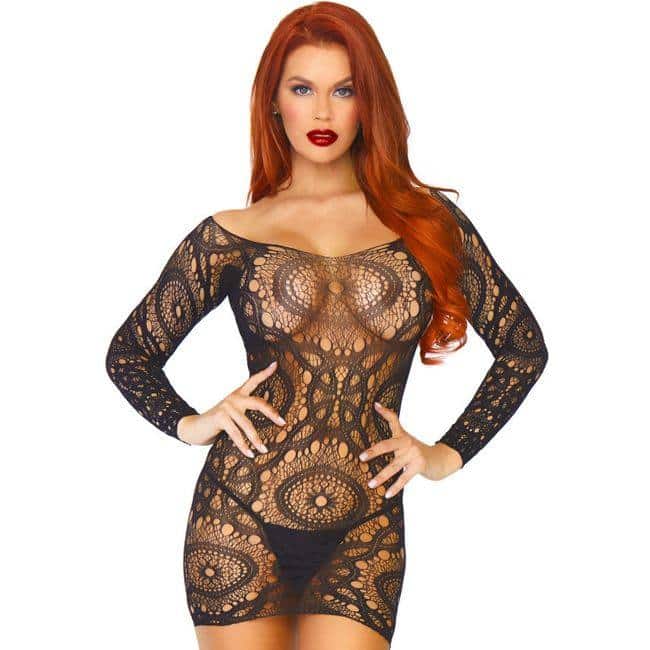 Leg Avenue Lace Mini Dress Long Sleeve