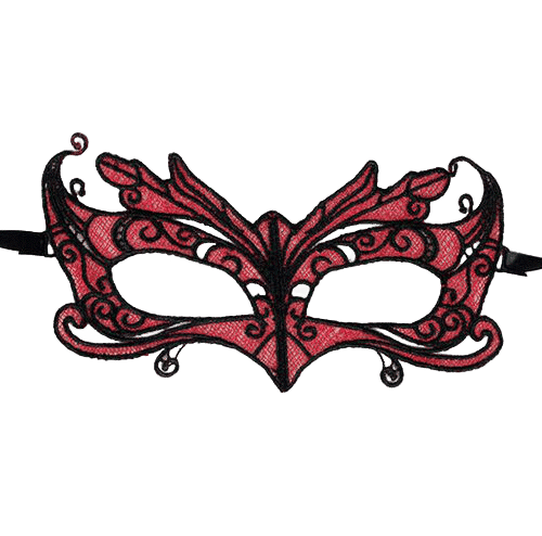 Máscara de Renda Queen Lingerie com Detalhes Vermelhos Sensuais