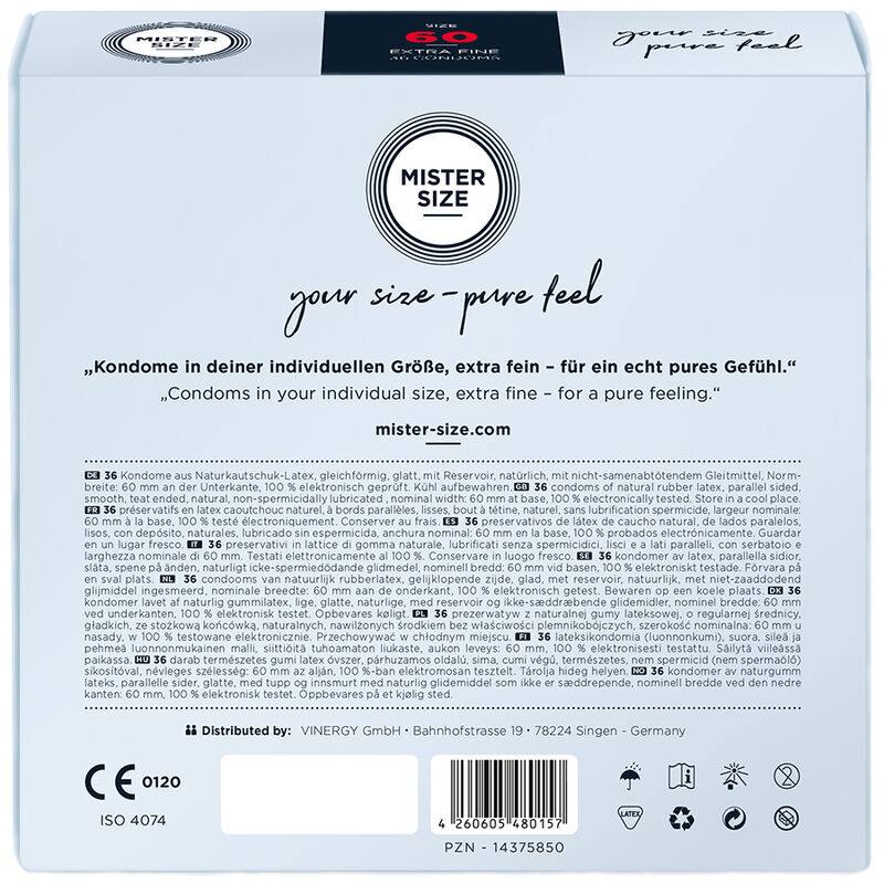 Mister Size - XL CONDOMS 60 MM (36 PACK) FOR ULTIMATE COMFORT Mister Size - XL CONDOMS 60 MM (36 PACK) FOR ULTIMATE COMFORT