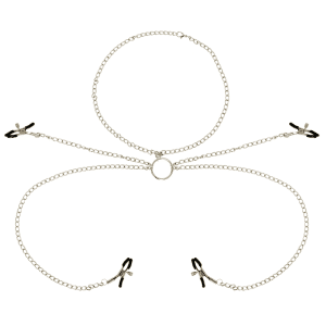 Ohmama Fetish 4 Pinzas para Pechos con Cadena