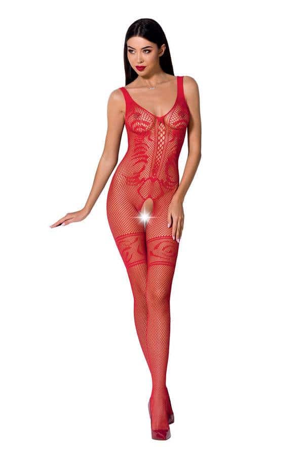 Passion Woman BS069 Red Fishnet Bodystocking