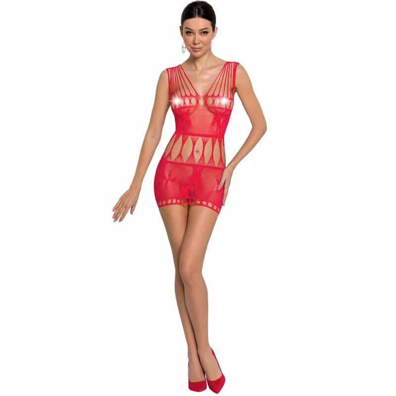 Passion Woman BS090 Red Fishnet Bodystocking