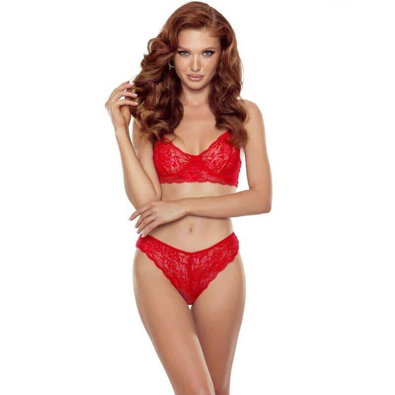 Passion DENELIA Thong Set with Red Bra