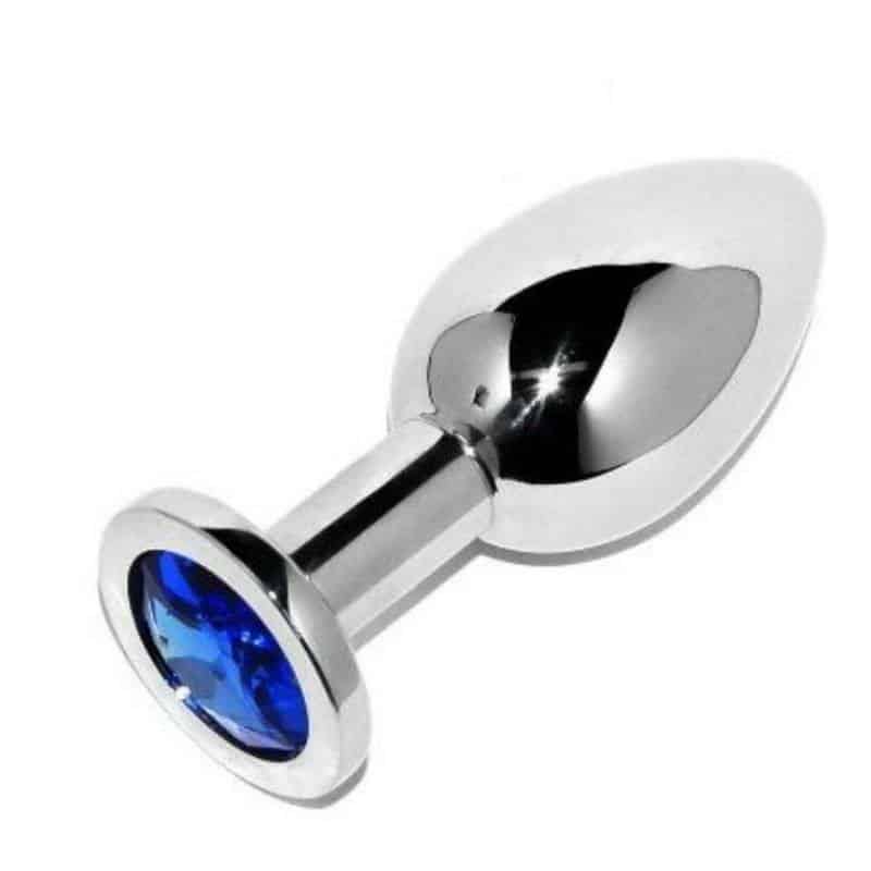Small Diamond Blue Anal Plug Metal Hard Small Diamond Blue Anal Plug Metal Hard