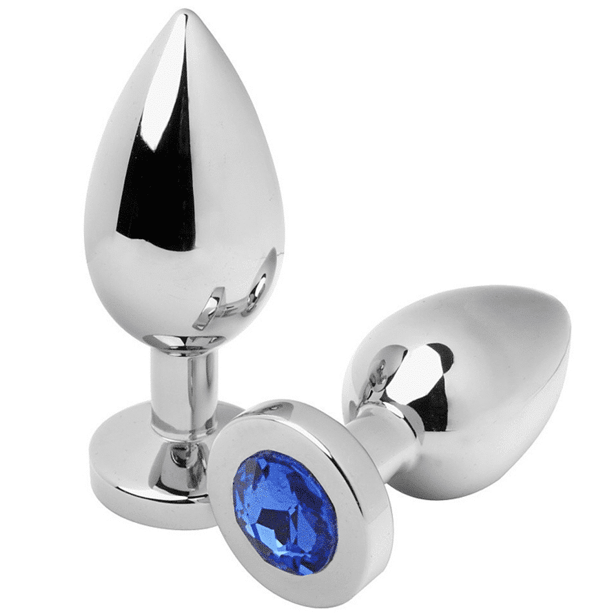 Small Diamond Blue Anal Plug Metal Hard