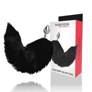 Silver Anal Plug 8cm with Flexible Black Tail