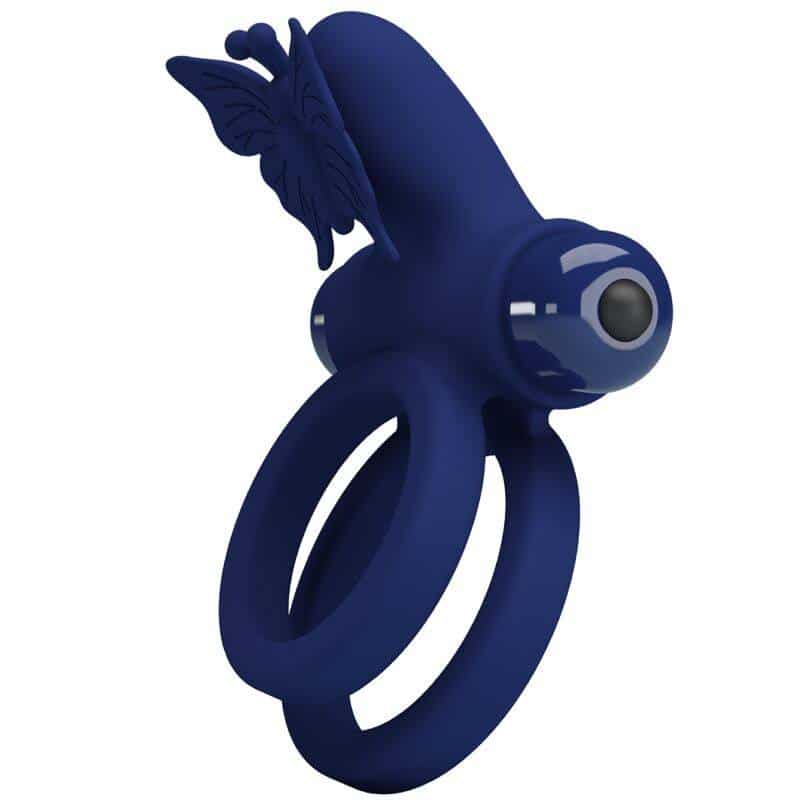 Pretty Love - JAMELE VIBRATING DOUBLE RING WITH BLUE BUTTERFLY Pretty Love - JAMELE VIBRATING DOUBLE RING WITH BLUE BUTTERFLY