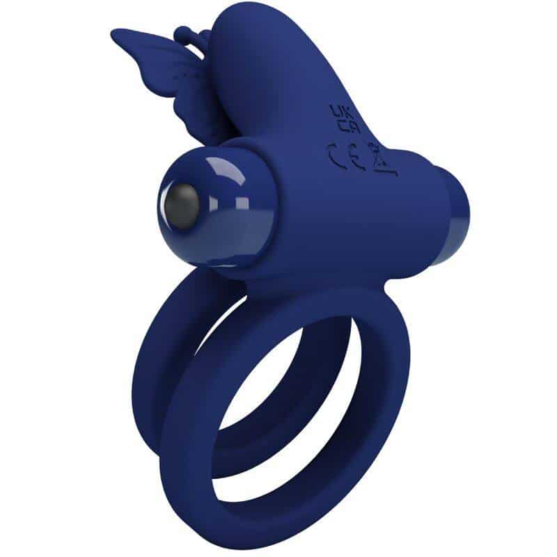 Pretty Love - JAMELE VIBRATING DOUBLE RING WITH BLUE BUTTERFLY Pretty Love - JAMELE VIBRATING DOUBLE RING WITH BLUE BUTTERFLY