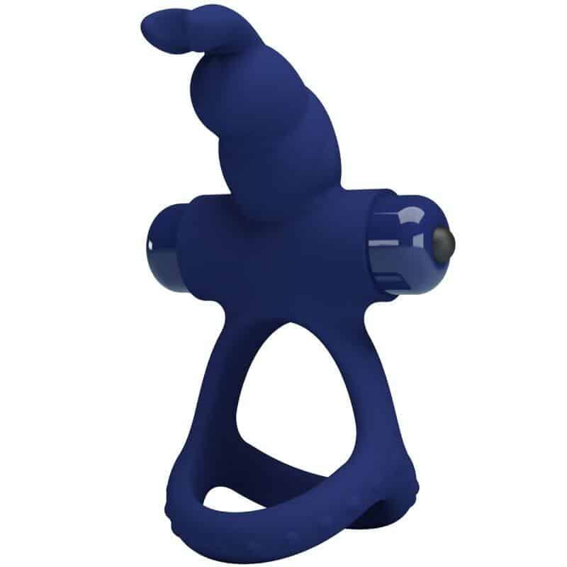 Pretty Love Double Rabbit Vibrating Ring Blue