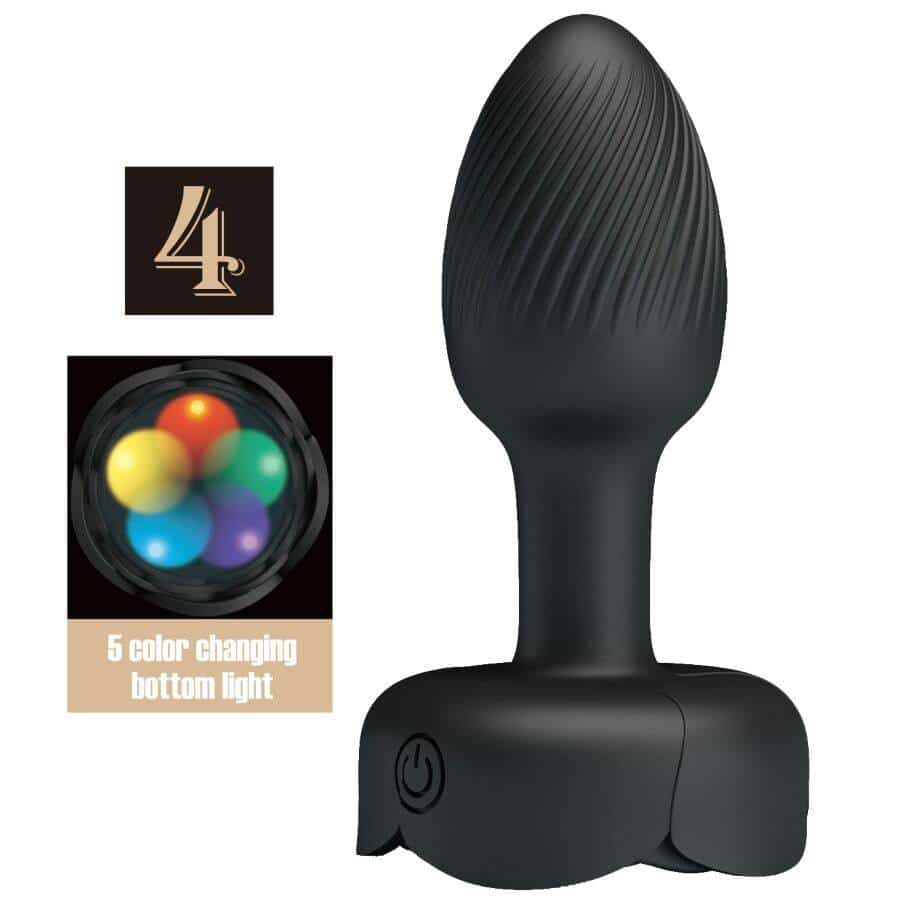 Black OLMAN Anal Plug with Flashing LED
