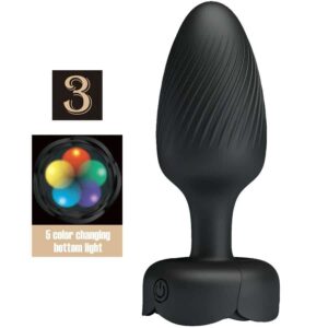 Pretty Love - OSBORN Black Anal PLUG WITH LED LIGHT 9.8 CM